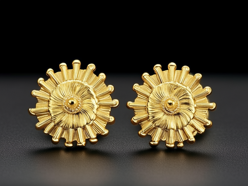 黄金珠珠耳钉图片